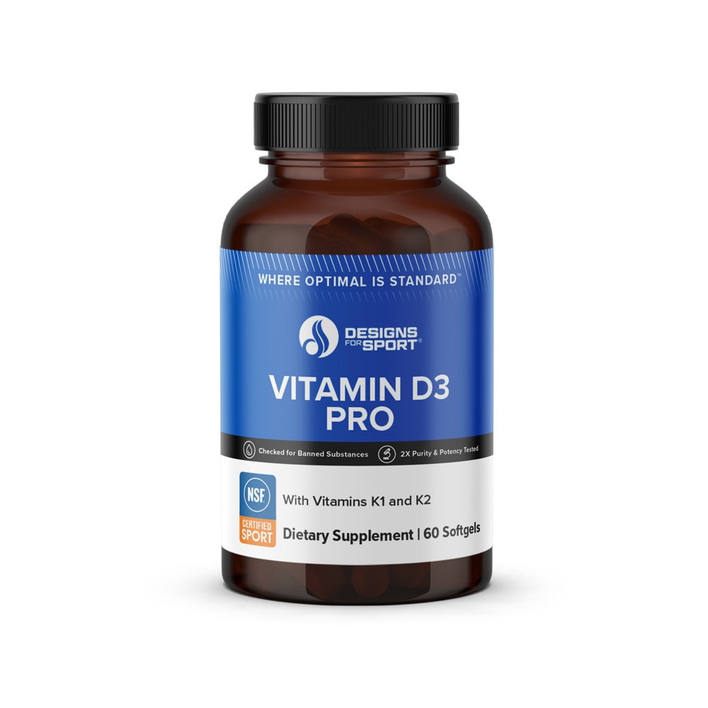 Витамин D3 Pro — сертифицирован NSF для занятий спортом, 60 мягких таблеток Designs for Sport
