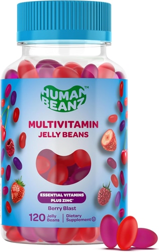 Мультивитаминные желейные бобы Essential витамины плюс цинк Berry Blast, 120 желейных бобов Human Beanz