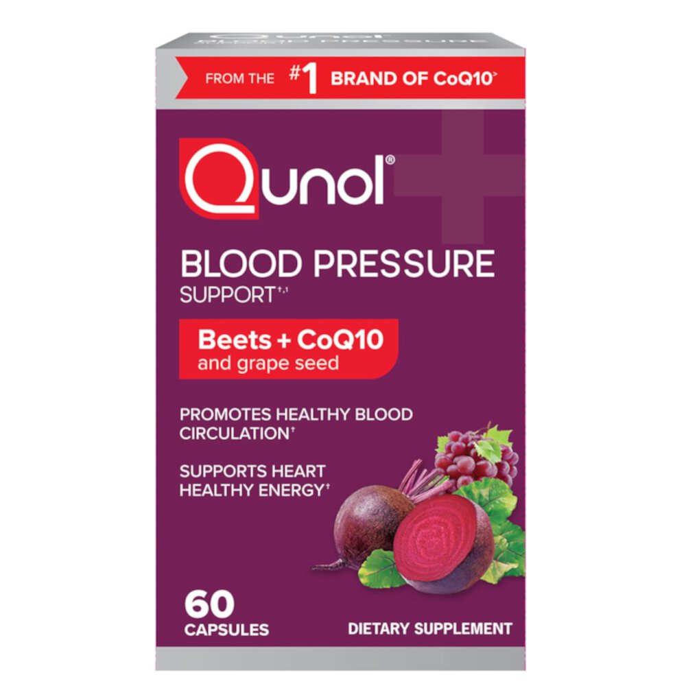 Blood Pressure Support Beets + CoQ10 -- 60 Capsules (Капсулы) Qunol