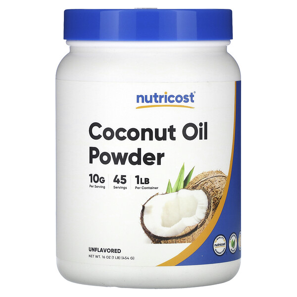 Порошок кокосового масла, без ароматизаторов, 16 унций (454 г) Nutricost