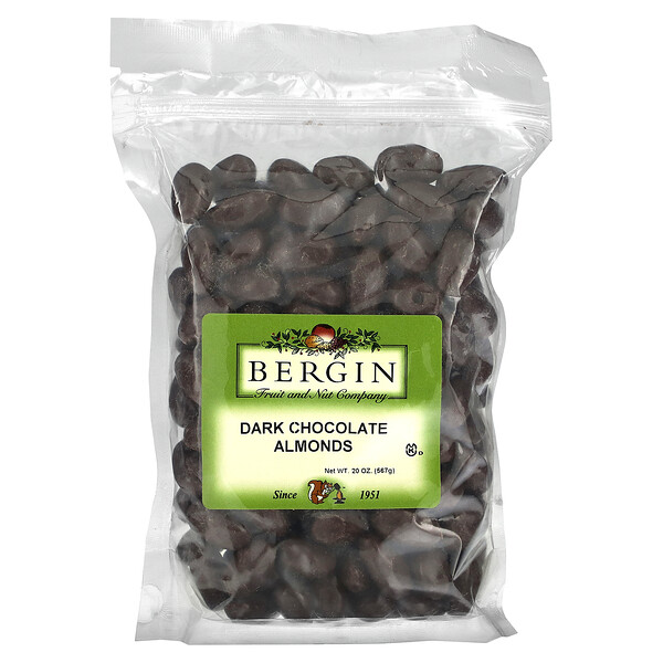 Dark Chocolate Almonds , 20 oz (567 g) Bergin Fruit and Nut Company