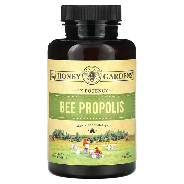 Пчелиный прополис, 2X эффективность, 120 капсул Honey Gardens
