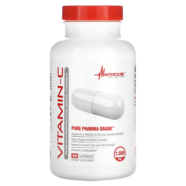 Витамин С, 1500 мг, 90 капсул (750 мг в капсуле) Metabolic Nutrition