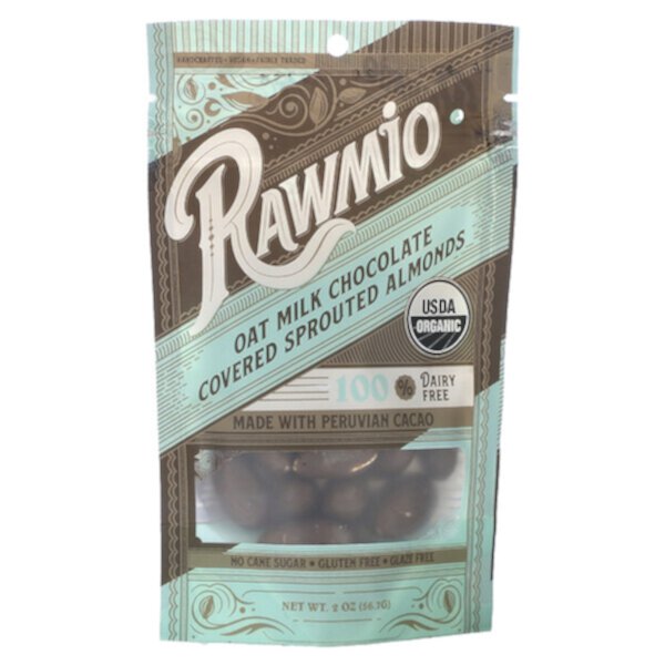 Oat Milk Chocolate Covered Sprouted Almonds, 2 oz (56.7 g) Rawmio