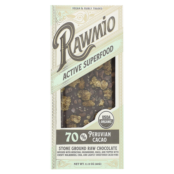 Active Superfood, 70 % перуанского какао, 2,12 унции (60 г) Rawmio