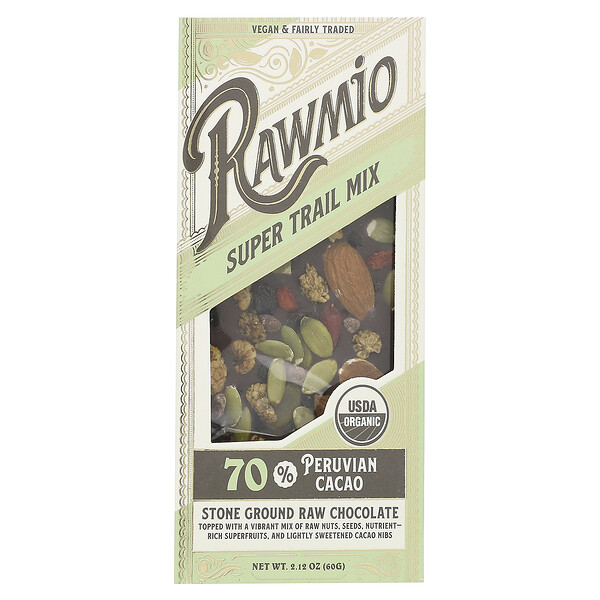 Super Trail Mix, 70 % перуанского какао, 2,12 унции (60 г) Rawmio