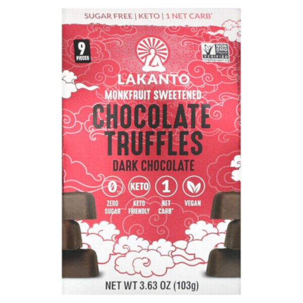 Chocolate Truffles, Dark Chocolate, 9 Pieces, 3.63 oz (103 g) Lakanto