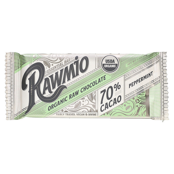 Essential Bar, Органический сырой шоколад, 70% какао, перечная мята, 1,1 унции (30 г) Rawmio