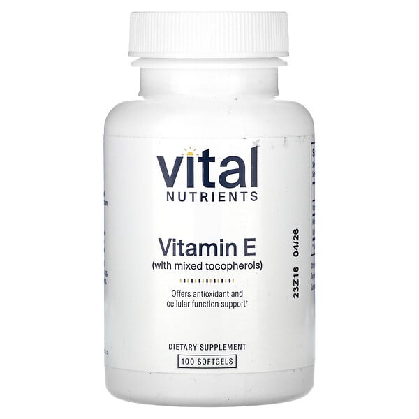 Витамин Е со смесью токоферолов, 100 мягких таблеток Vital Nutrients