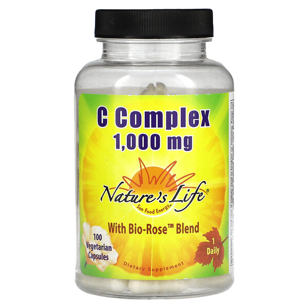 Комплекс C, 1000 мг, 100 вегетарианских капсул Nature's Life
