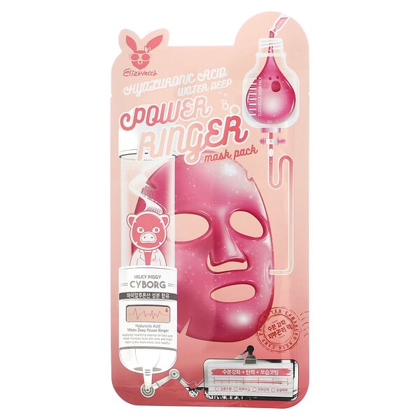 Milky Piggy Cyborg, Набор косметических масок Deep Power Ringer с гиалуроновой кислотой, 1 тканевая маска, 0,78 жидких унций (23 мл) Elizavecca