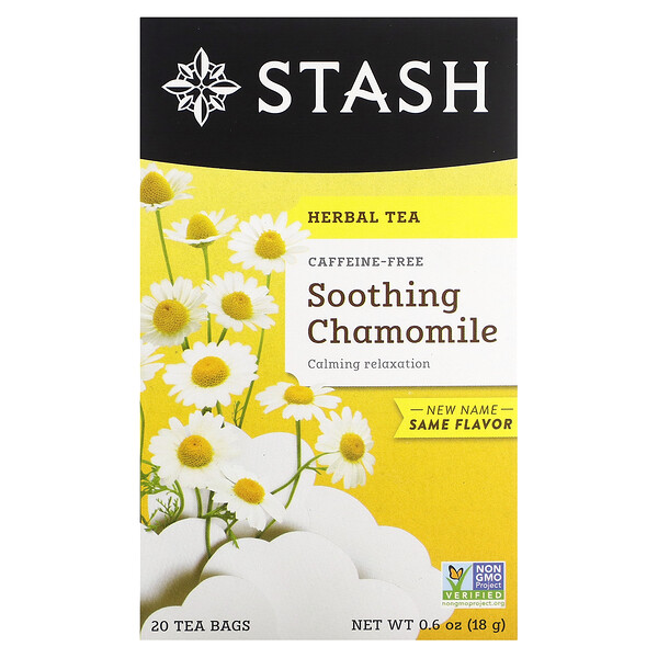 Herbal Tea, Успокаивающая ромашка, без кофеина, 20 чайных пакетиков, 0,6 унции (18 г) Stash