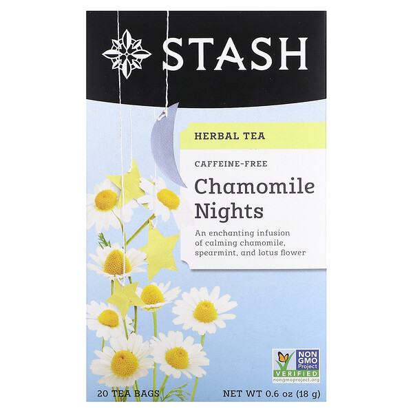 Herbal Tea, Ромашковые ночи, без кофеина, 20 чайных пакетиков, 0,6 унции (18 г) Stash