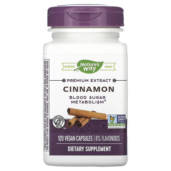 Cinnamon, Premium Extract, 120 Vegan Capsules (Веганские капсулы) Nature's Way