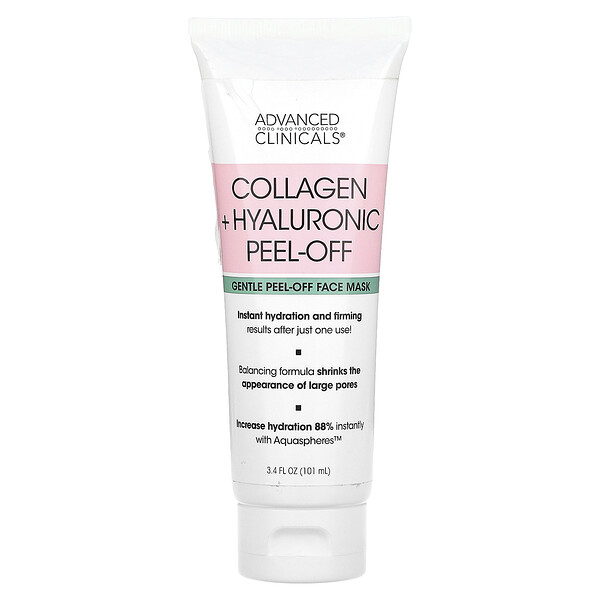 Collagen + Hyaluronic Peel-Off, нежная отшелушивающая маска для лица, 3,4 жидких унции (101 мл) Advanced Clinicals