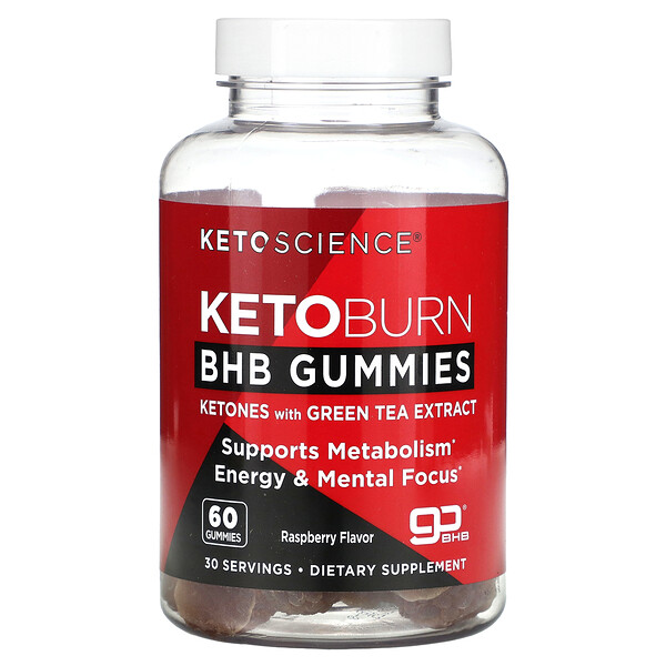 Keto Burn BHB жевательные конфеты, малина, 60 жевательных конфет Keto Science