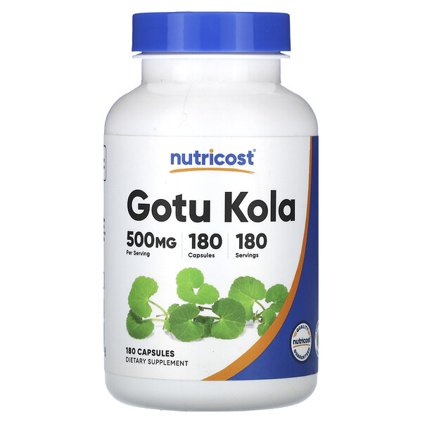 Готу Кола, 500 мг, 180 капсул Nutricost