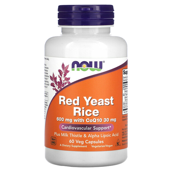 Red Yeast Rice, 60 Veg Capsules (Вегетарианские капсулы) NOW Foods