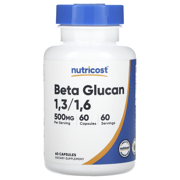 Бета-глюкан 1,3/1,6 - 500 мг - 60 капсул - Nutricost Nutricost