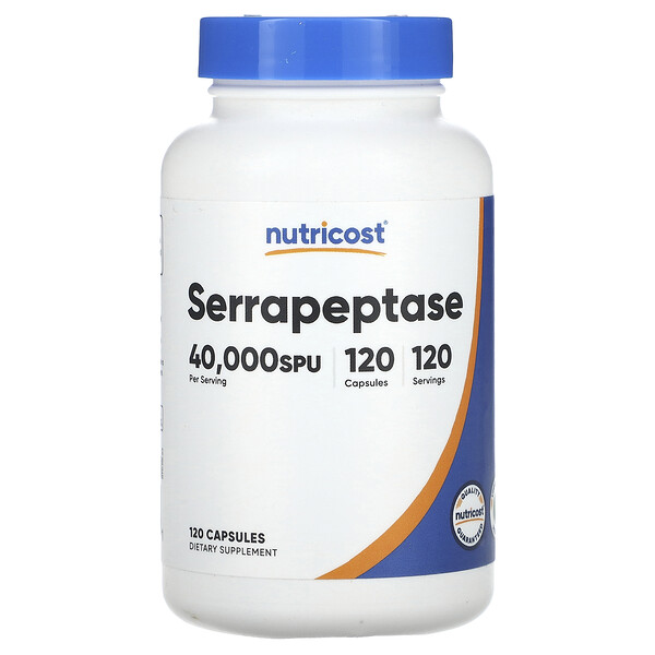 Серрапептаза, 40 000 SPU, 120 капсул Nutricost
