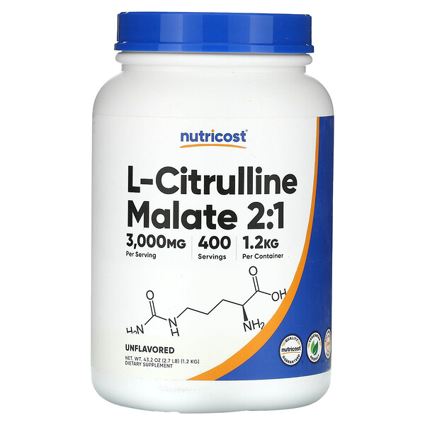 L-цитруллин малат 2:1, без ароматизаторов, 43,2 унции (1,2 кг) Nutricost