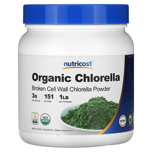 Органический порошок хлореллы - 454 г - Nutricost Nutricost