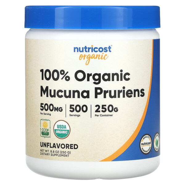 100% органическая Mucuna Pruriens, без вкуса, 8,8 унции (250 г) Nutricost