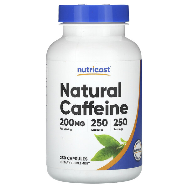 Natural Caffeine, 200 mg, 250 Capsules (Капсулы) Nutricost