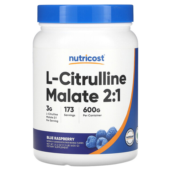 L-цитруллин малат 2:1, голубая малина, 21,2 унции (600 г) Nutricost