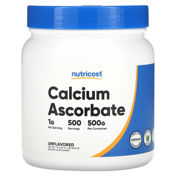 Calcium Ascorbate, Unflavored (Без вкуса), 17.6 oz (Унции) (500 g) Nutricost