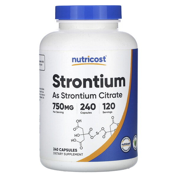 Strontium, 375 mg, 240 Capsules (Капсулы) Nutricost