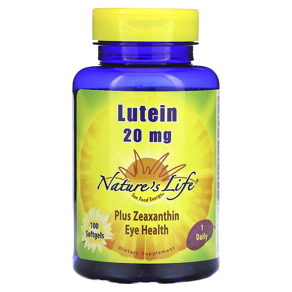 Лютеин, 20 мг, 100 мягких таблеток Nature's Life