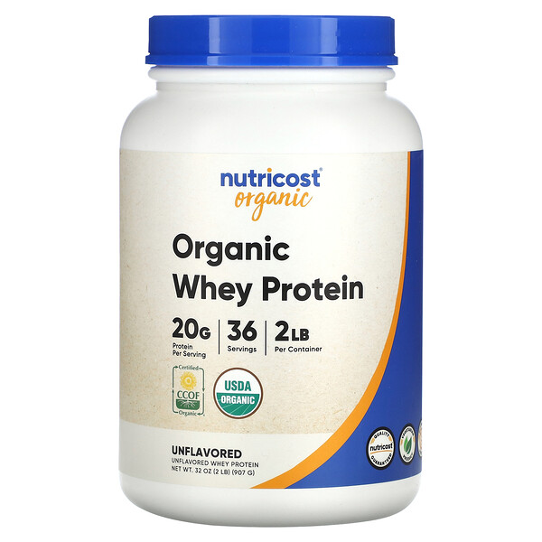 Органический сывороточный протеин, без вкуса, 2 фунта (907 г) Nutricost