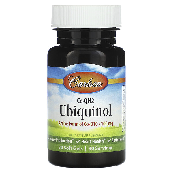 CoQH2 Убихинол, 100 мг, 30 мягких таблеток Carlson