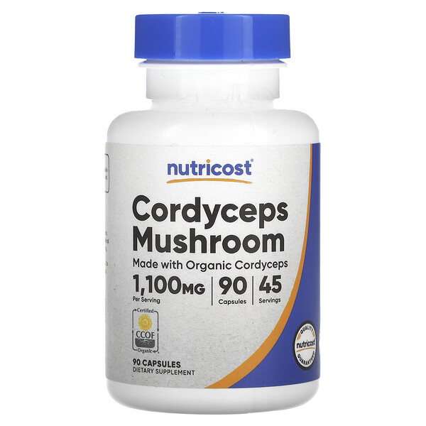 Гриб кордицепс, 1100 мг, 90 капсул (550 мг в капсуле) Nutricost