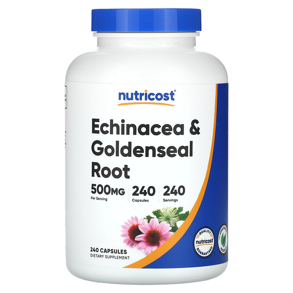 Эхинацея и корень желтокорня, 500 мг, 240 капсул Nutricost