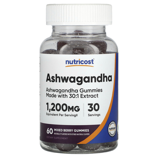 Ашвагандха, Микс Ягод - 600 мг на жевательную конфету - 60 конфет - Nutricost Nutricost