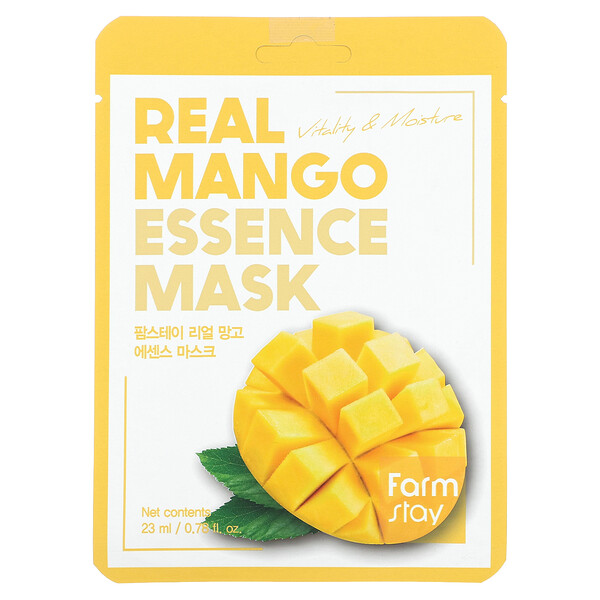 Красота-маска Real Mango Essence, 1 тканевая маска, 0,78 жидк. унции (23 мл) Farmstay