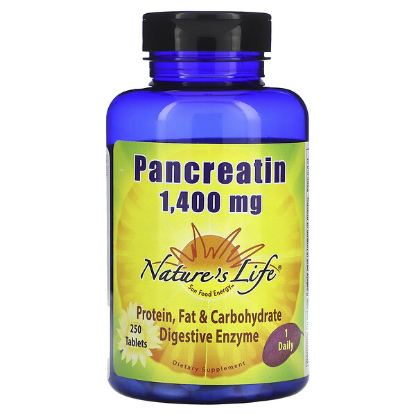 Панкреатин, 1400 мг, 250 таблеток Nature's Life