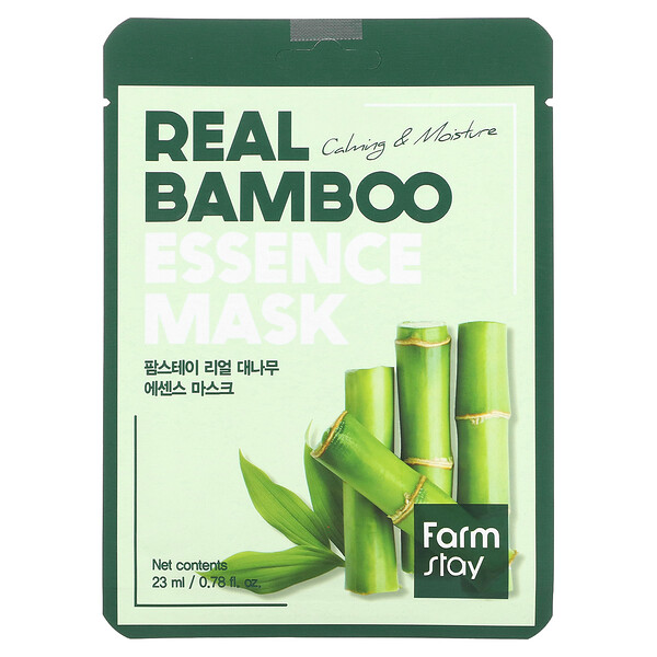 Real Bamboo, Essence Beauty Mask, 1 тканевая маска, 0,78 жидк. унции (23 мл) Farmstay