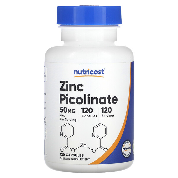 Цинк Пиколинат - 50 мг - 120 капсул - Nutricost Nutricost