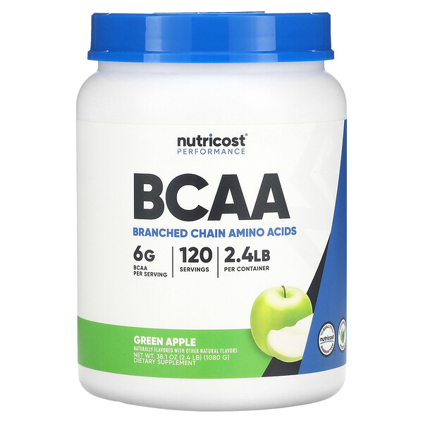 Performance, BCAA, зеленое яблоко, 2,4 фунта (1080 г) Nutricost