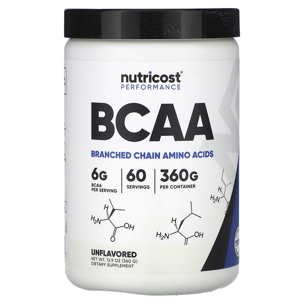 BCAA, Нейтральный вкус - 6 г на порцию - 360 г - Nutricost Nutricost
