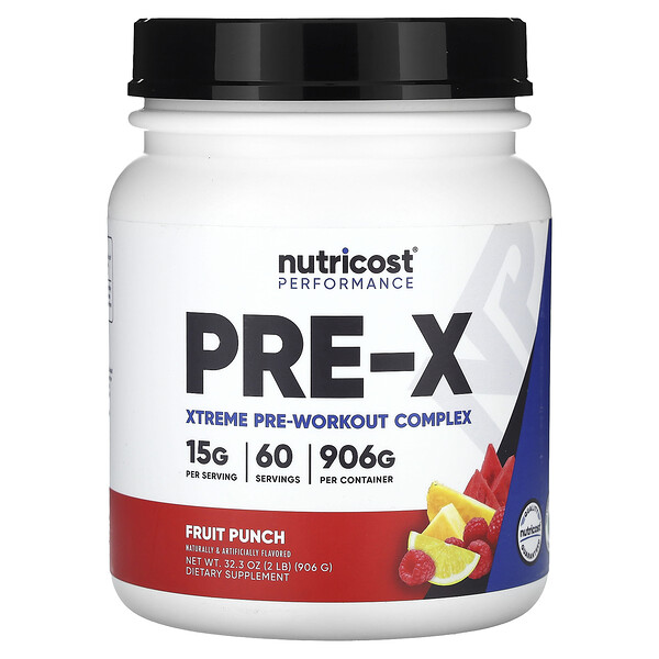 Performance, PRE-X, предтренировочный комплекс Xtreme, фруктовый пунш, 2 фунта (906 г) Nutricost