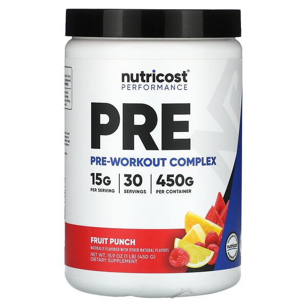 Performance, PRE, Pre-Workout Complex, Fruit Punch, 1 lb (Фунты) (450 g) Nutricost