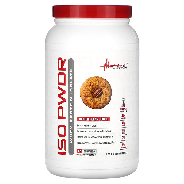ISOpwdr, Изолят сывороточного протеина, печенье с маслом пекан, 1,52 фунта (690 г) Metabolic Nutrition