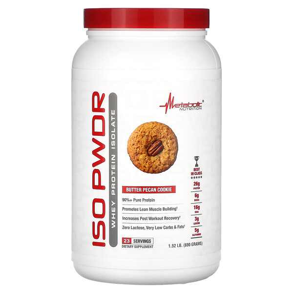 ISOpwdr, Whey Protein Isolate, Butter Pecan Cookie, 1.52 lbs (690 g) Metabolic Nutrition