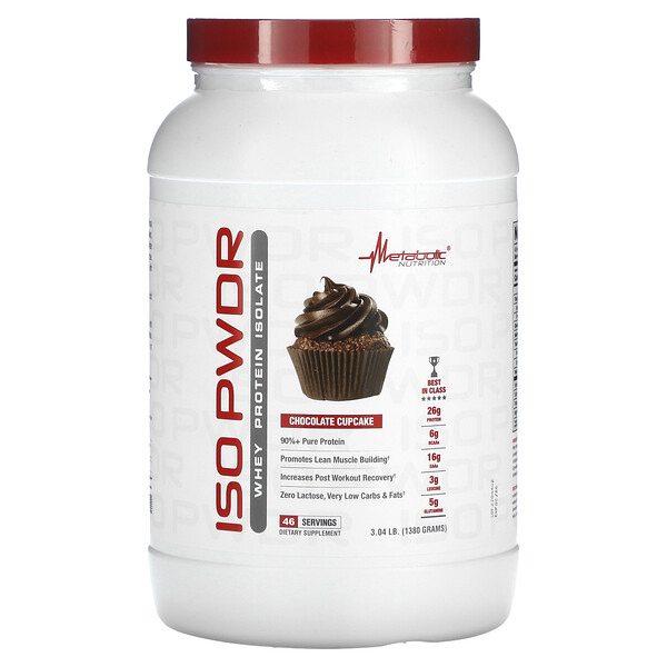 ISOpwdr, Whey Protein Isolate, Chocolate Cupcake, 3.04 lb (Фунты) (1,380 g) Metabolic Nutrition