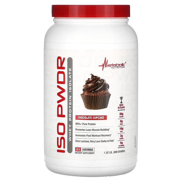 ISOpwdr, Whey Protein Isolate, Chocolate Cupcake, 1.52 lb (Фунты) (690 g) Metabolic Nutrition