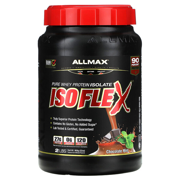 Isoflex, Чистый изолят сывороточного протеина, шоколадно-мятный, 2 фунта (908 г) ALLMAX